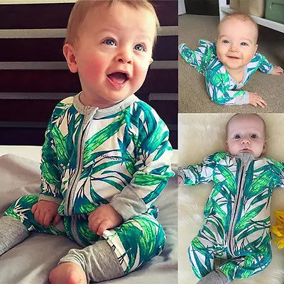 2016 осенне зимний детский комбинезон с бамбуковыми листьями для маленьких