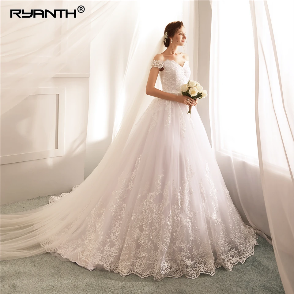 Ryanth Robe De Mariage бальное платье Роскошные свадебные платья 2018 Кружевная аппликация с