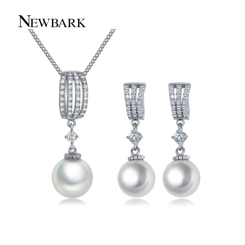 Newbark классический серебристый и розового золота Цвет Ювелирные наборы CZ Круглый