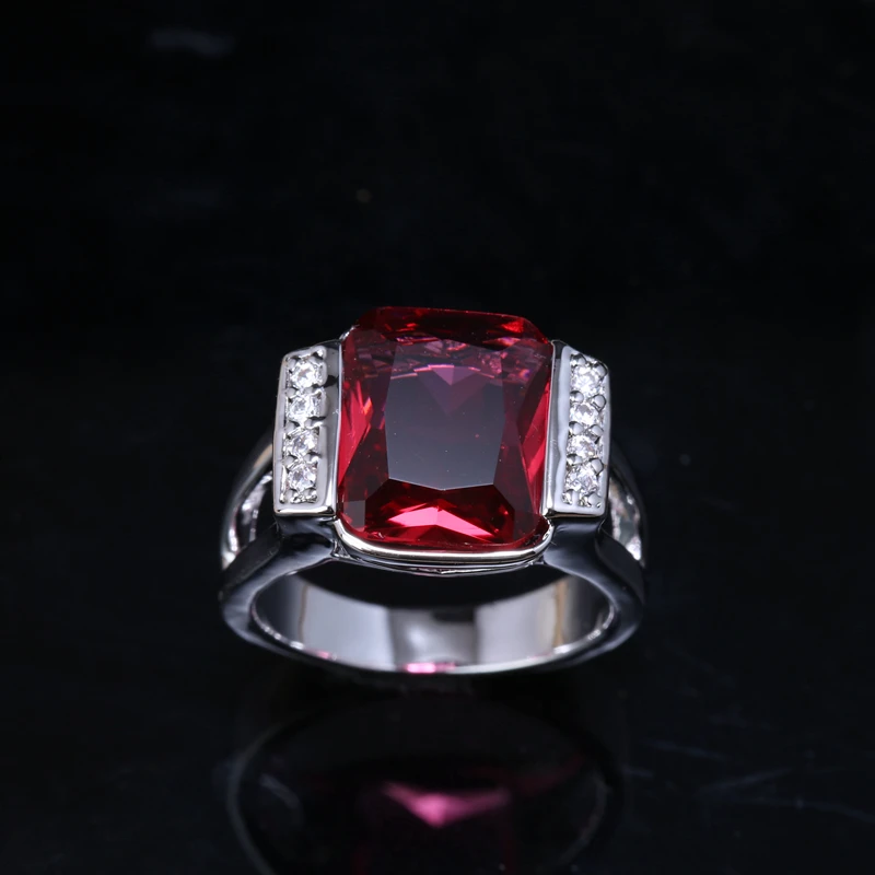

Красивые прямоугольник rosarot puchsia красных камней гранат стерлингового серебра 925 Мода Для женщин jewelry Кольца США # Размеры 6 7 8 9 S1707