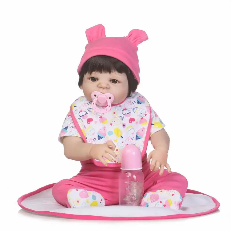 Новинка 2017 22 дюйма 55 см полностью виниловая babydoll с париком волосы девушка