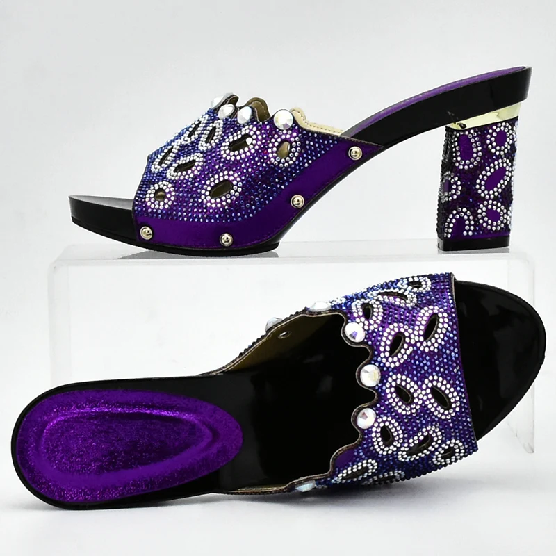 Новое поступление фиолетовый цвет итальянские женские свадебные туфли и сумки