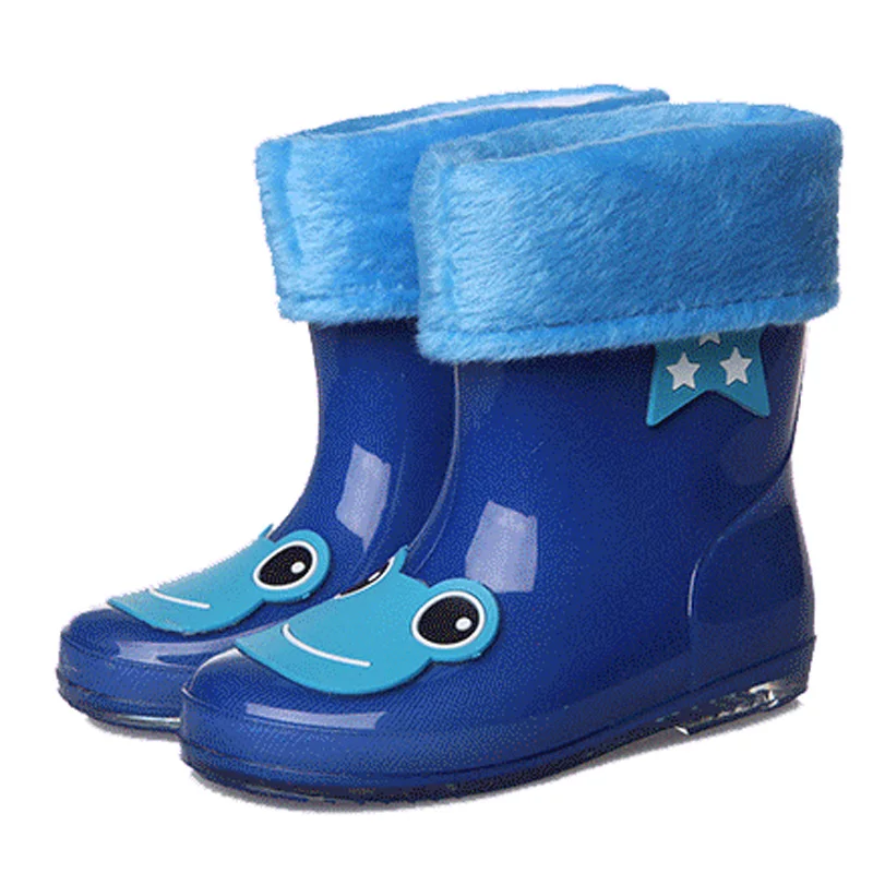 Мультяшные детские резиновые сапоги для девочек и мальчиков теплые зимние