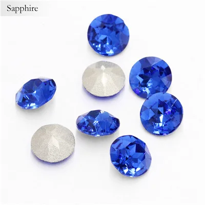 Sapphire Ремесло драгоценные камни цветок розовое золото украшения хрустальные стразы K9 Лучшие 50 шт цветные стразы pointback кристалл Diy 3D дизайн ногтей Excipient - Цвет: Sapphire