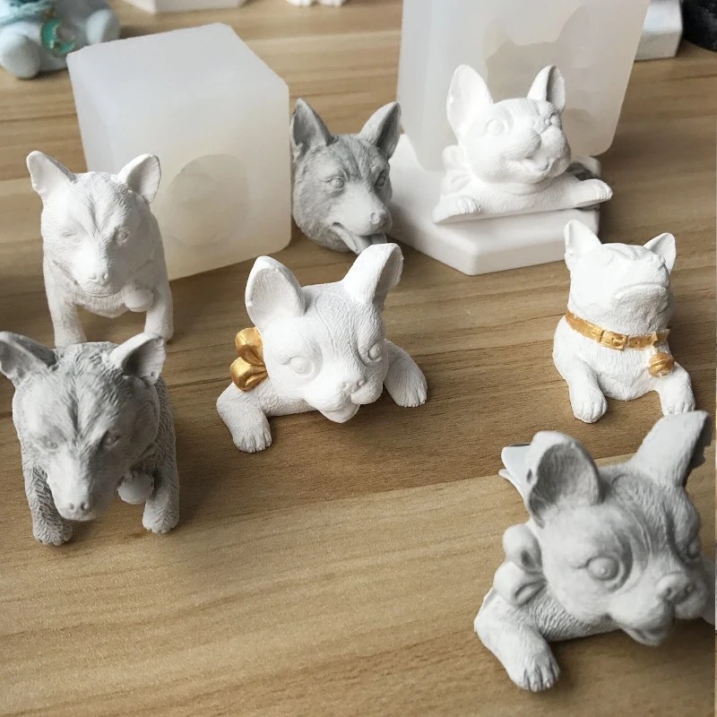 Силиконовая форма из силикагеля, Южная Корея, 3D ароматический воск, мини хаски, милая собака, формы, ароматический камень, формы для свечей, формы для мыла