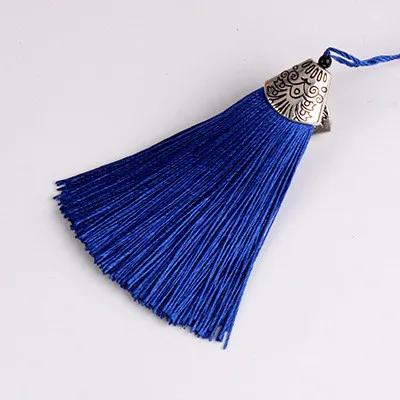 Dark blue Tassels 20 шт. металлические шапки кисточки бахрома Кулон DIY Материал полиэстер шнур вечерние кисточки отделка Шторы Декор кисточки ленты аксессуары - Цвет: Dark blue Tassels