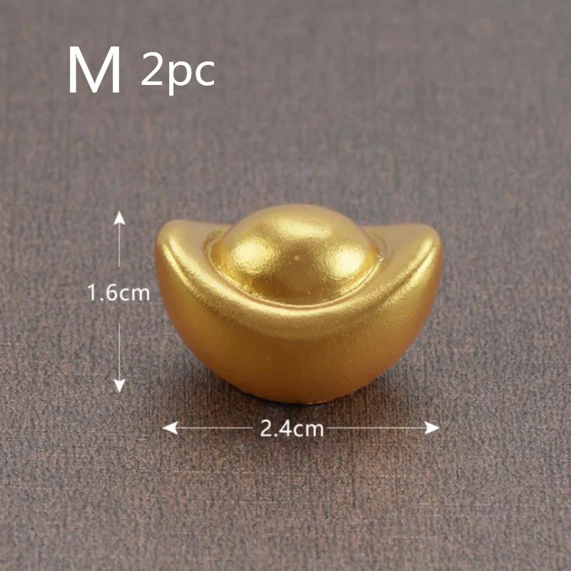 2pc M gold ingot 1 шт. сувениры для денег, богатства, мыши, фигурка животного, модель для сада, сказочный декор, стекло, аксессуары для рукоделия, миниатюрное украшение для дома - Цвет: 2pc M gold ingot