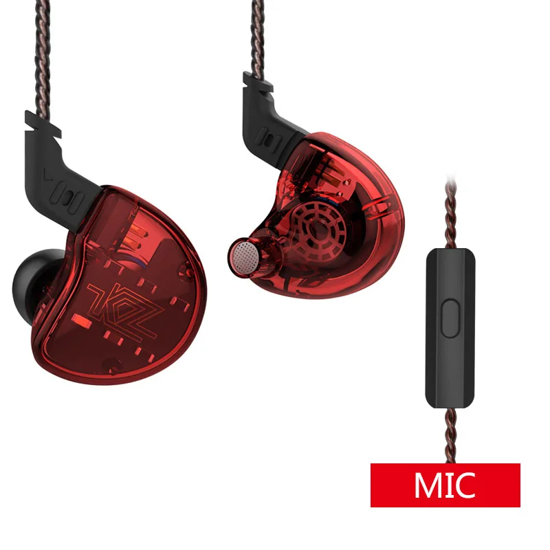 Red with Mic KZ ZS10 1 динамический 4 сбалансированный арматурный драйвер гибридные технологии наушники - Цвет: Red with Mic
