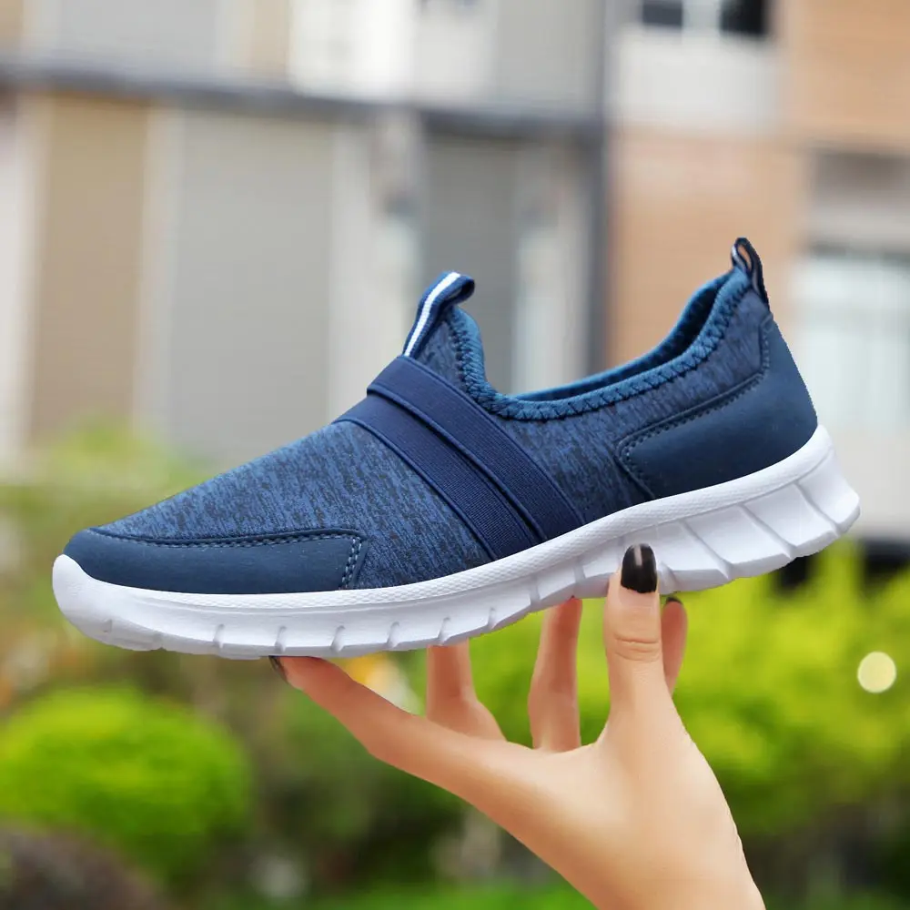 7696 Dark Blue Мягкие женские мокасины с подсветкой; Новинка года; удобные Прогулочные кроссовки; женская обувь на плоской подошве; Повседневная обувь для пожилых людей размера плюс - Цвет: 7696 Dark Blue