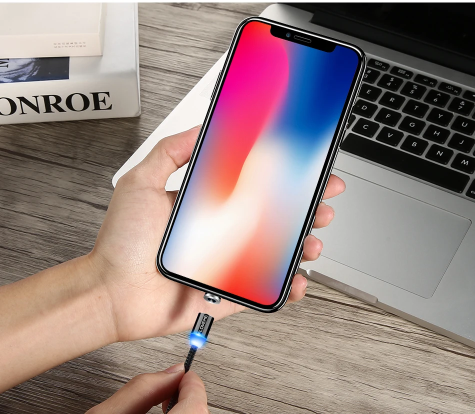 Floveme светодиодный магнитный кабель для айфон микро Тип USB c телефонный кабель для iPhone X 8 7 6 Plus Xr Xs max 1 м 2A быстрая зарядка магнит Зарядное устройство магнитная зарядка usb кабель магнитная зарядка usb c