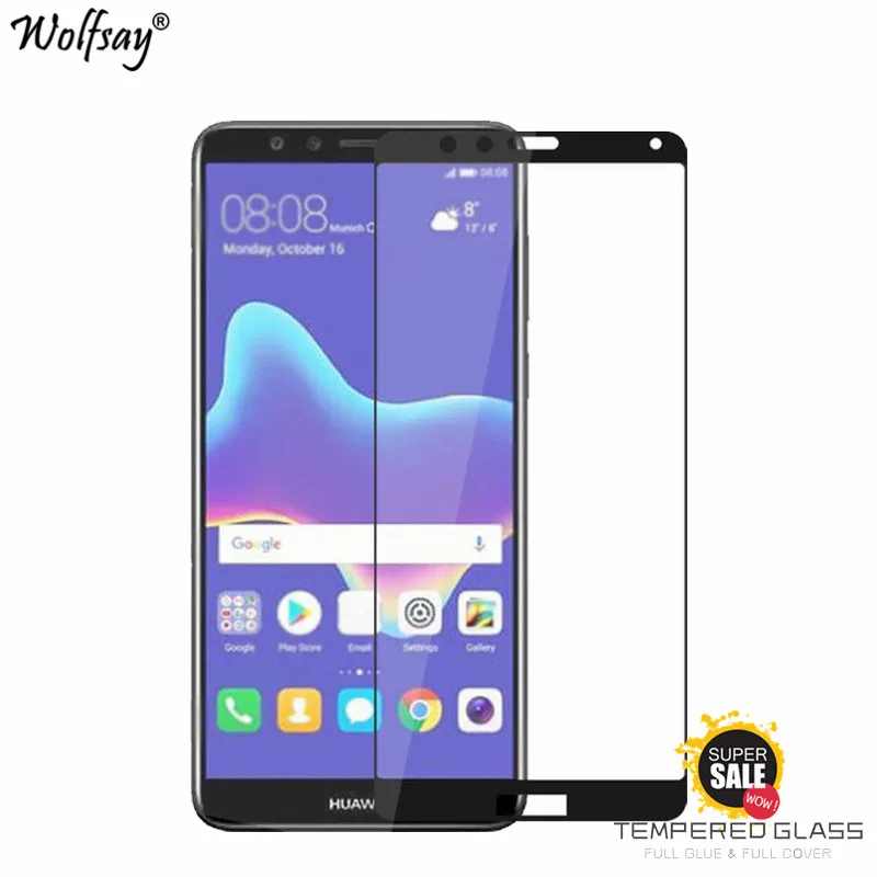 Protector de pantalla de vidrio templado para Huawei Y9 2018, pel&iacute;cula de tel&eacute;fono para Huawei Y9 2018, 2 uds.-0
