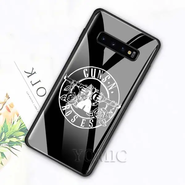007 Чехол из закаленного стекла для samsung Galaxy S10e S10 S8 S9 Plus Note 9 10 A50 A70, чехол для телефона guns N Roses, роскошный стеклянный чехол - Цвет: 007