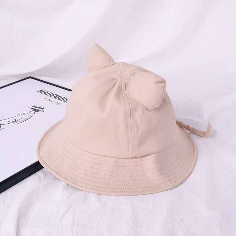 beige Милая шляпа с кошачьими ушками, женская кепка в стиле хип-хоп, одноцветная, унисекс, повседневная, плоская кепка, хлопковая, весенняя, для рыбалки, Панама, Кепка - Цвет: beige