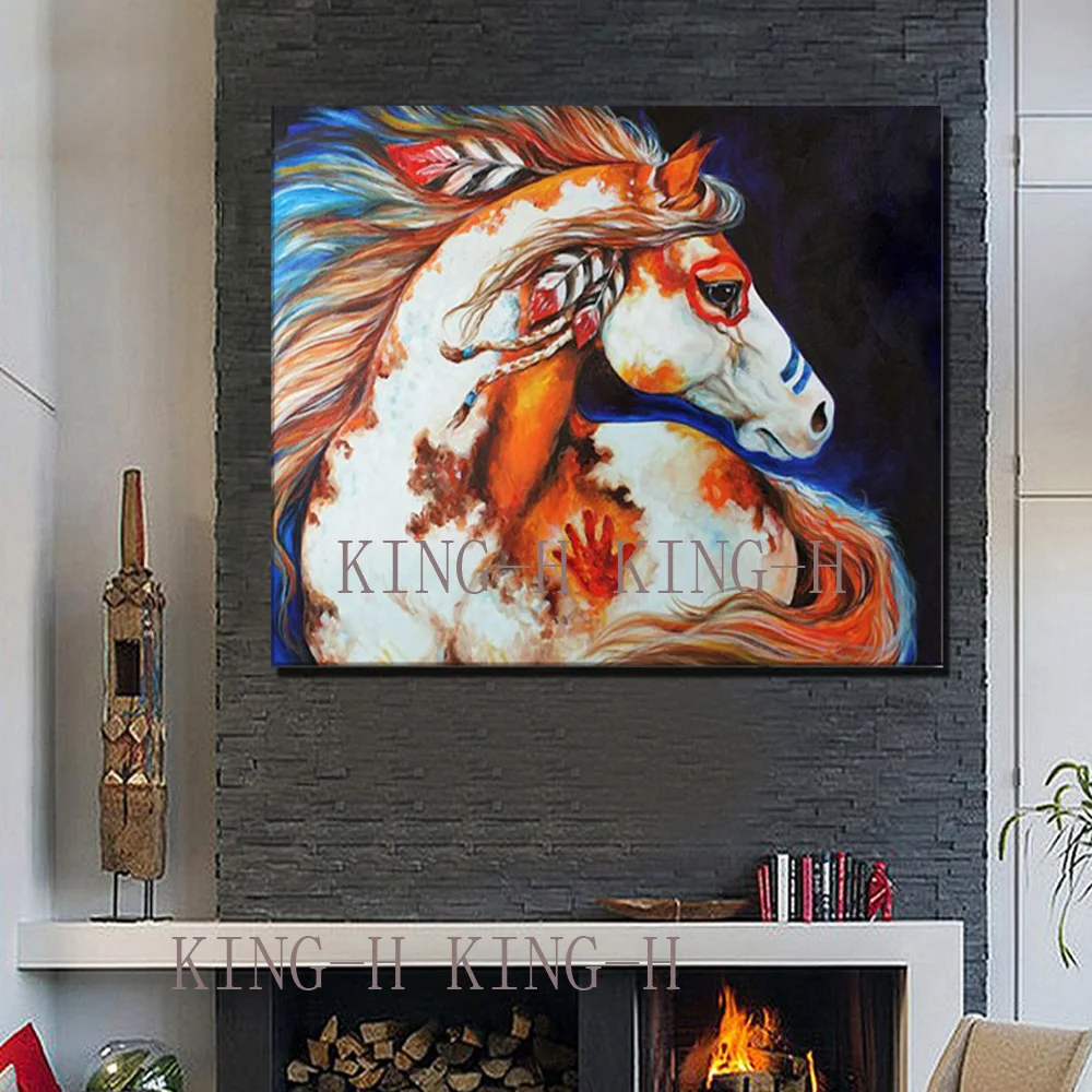Ручная роспись маслом Рисование лошадь Летающий нож Толстая картина животные