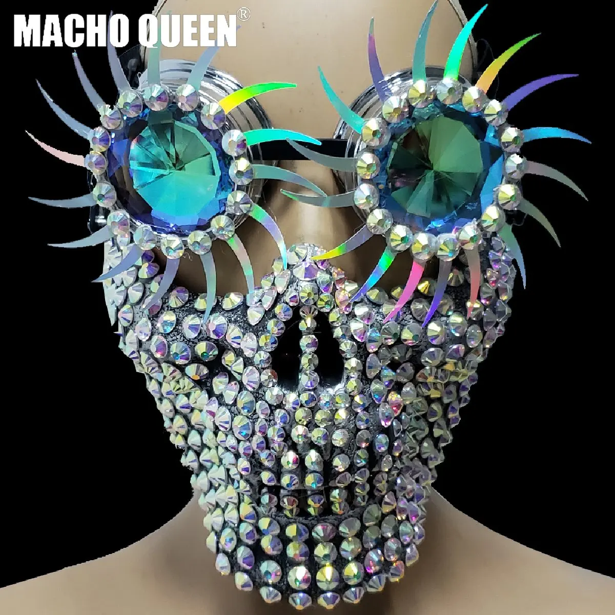 Костюмы Burning Man Rave Streampunk для Хэллоуина голографические очки со стразами маска с