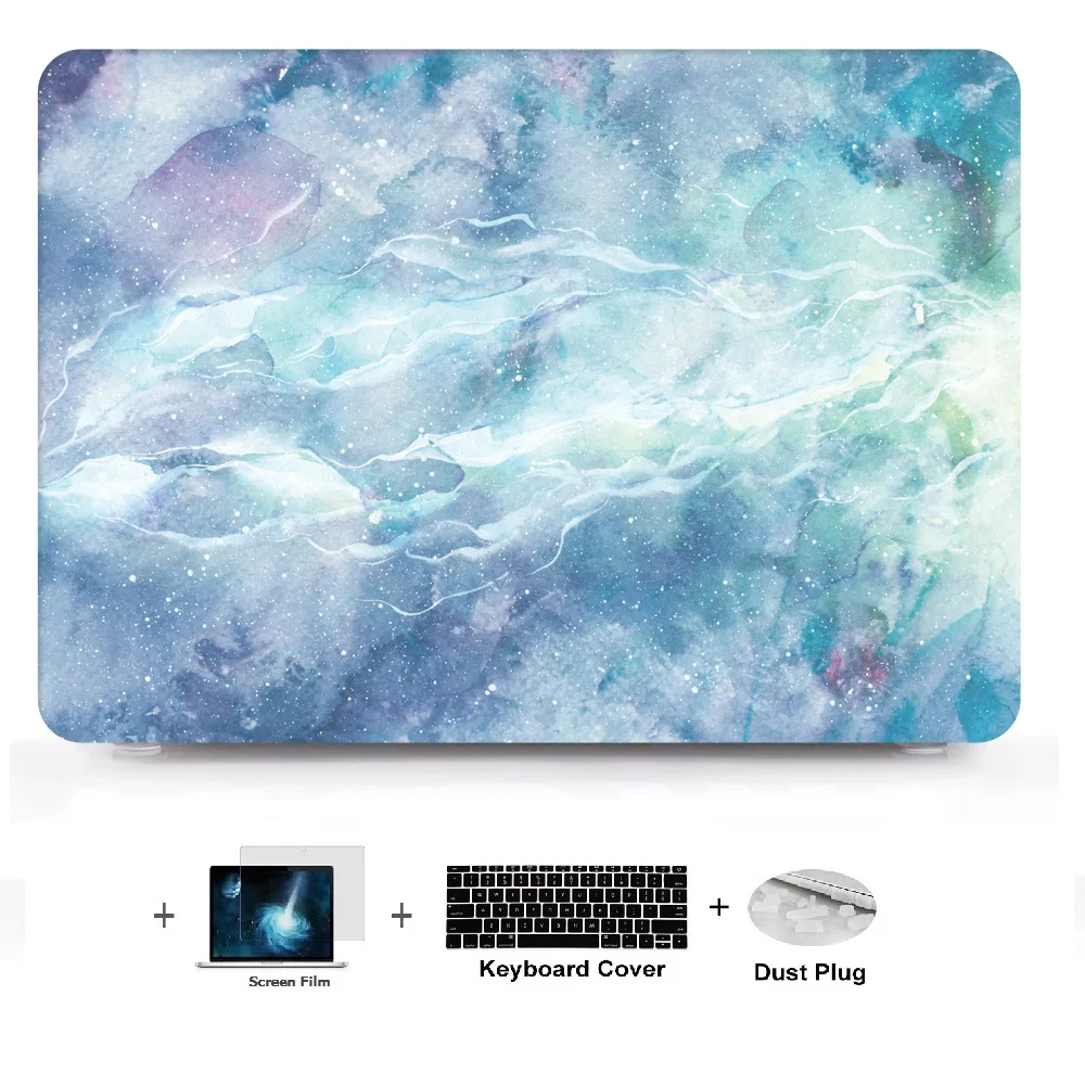 Мраморный Жесткий Чехол для ноутбука + кожаный чехол клавиатуры Macbook Air 11 13 Pro Retina12