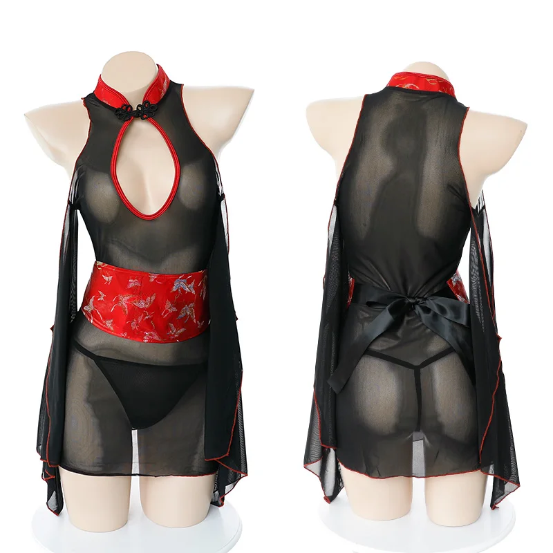 Amine Кимоно Babydoll Классическое нижнее белье сексуальное женское нижнее белье с вышивкой и бантом пояс Kawaii Интимная одежда