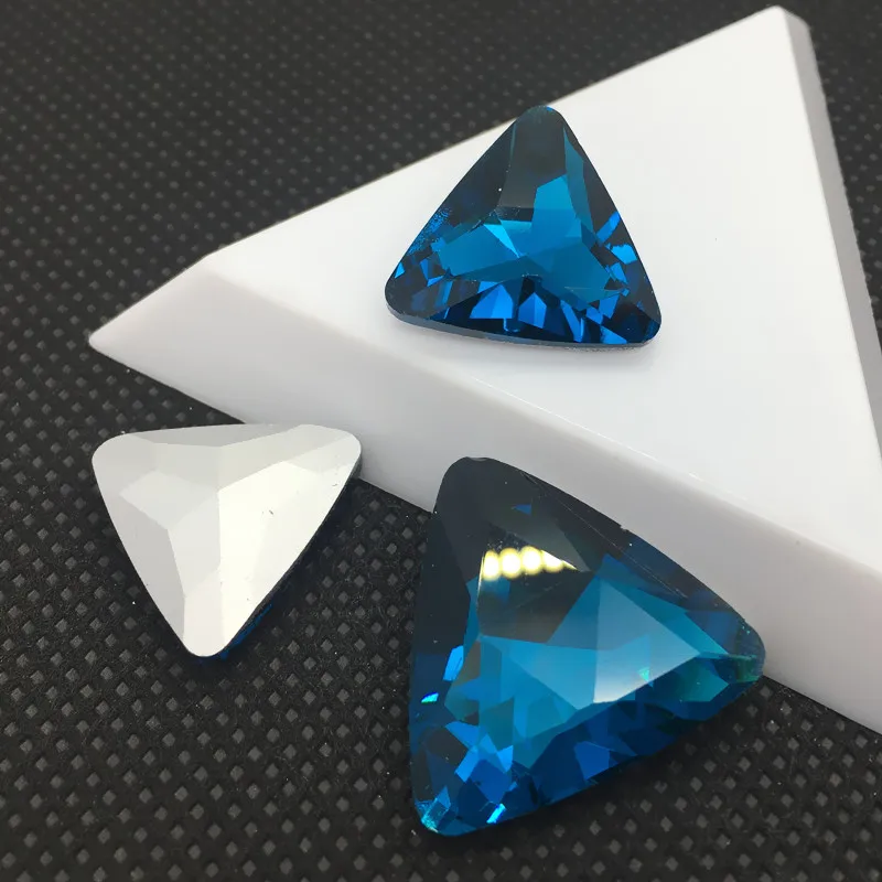 blue zircon All Sizes Colors Pointback Triangle Glass Crystal Fancy Stone 8mm,10mm,12mm,18mm,23mm Bling Crystal AB,red, For Jewelry Making - Цвет: blue zircon