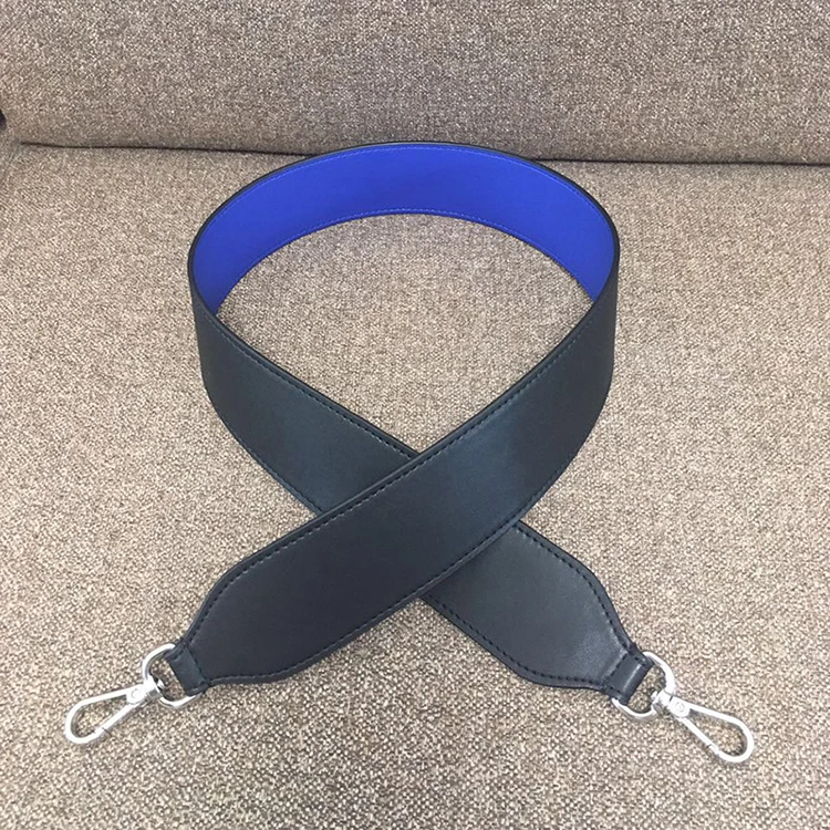 black with blue Мода широкий ремень для сумки ручной работы из натуральной коровьей кожи сумка через плечо с ремешком 90 см Replacment сумка Ремни Аксессуары для дамских сумочек ручки - Цвет: black with blue