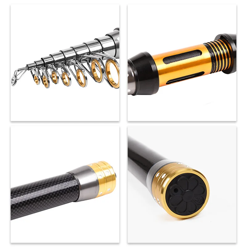 Портативное телескопическое удилище для рыбной ловли спиннингом 1,5-3 м, жесткое ультралегкое углеродное удилище с керамическими направляющими кольцами для дальнего заброса.