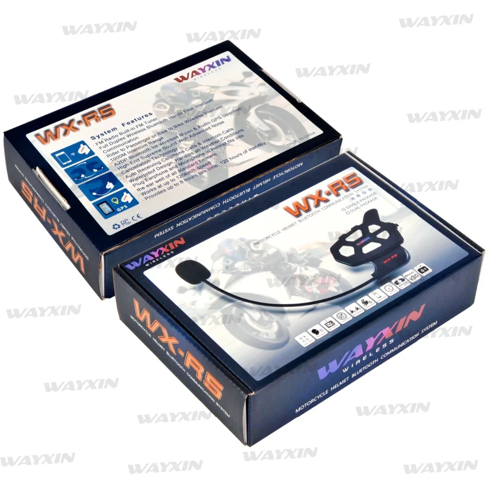 Bluetooth Интерком WAYXIN R5 для мотоцикла 1000 м 2 шт.|intercom 1000m|moto bluetoothmotorcycle bluetooth |