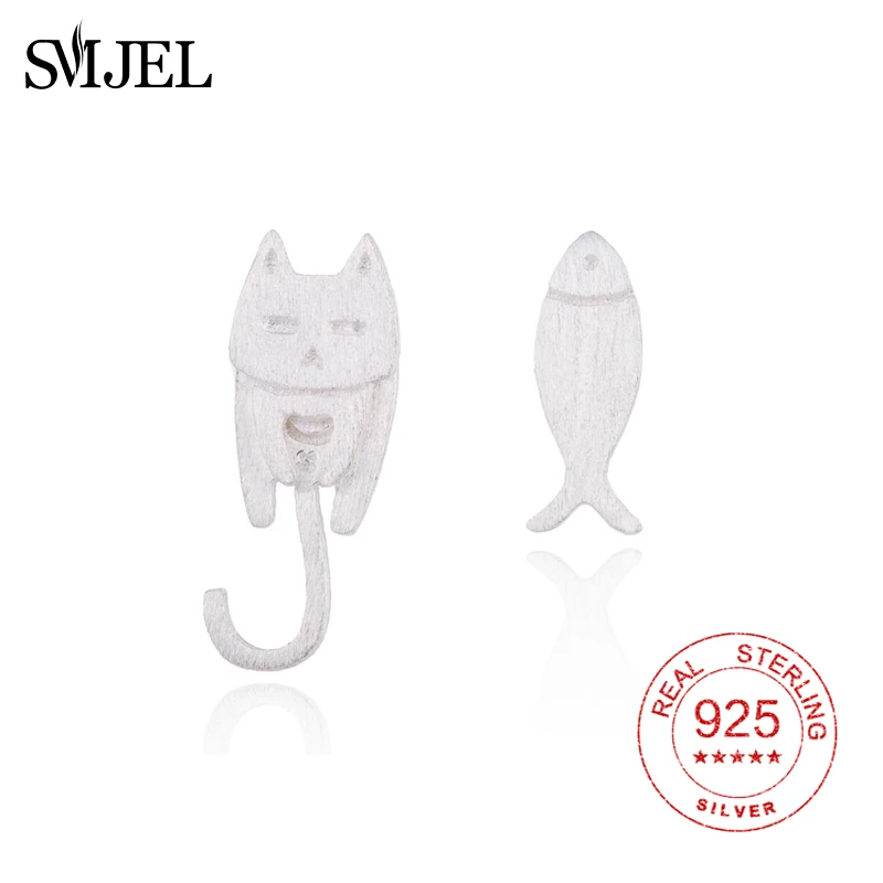 

SMJEL Prevent Allergy Prevent 925 Sterling Silver Cat Fish Stud Earrings For Women Gift Hypoallergenic Sterling-silver-jewelry