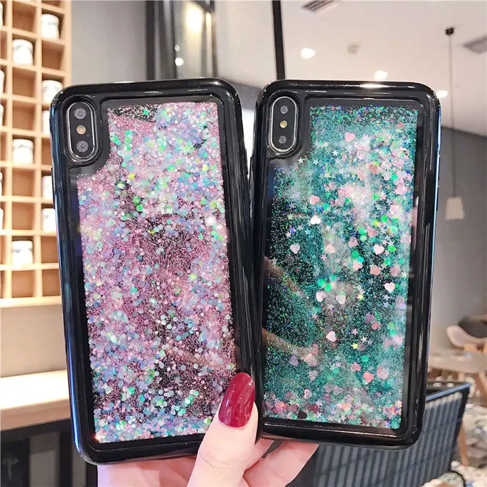 KISSCASE зыбучий песок рамка с блестками чехол для iPhone X XR XS MAX 7 8 6 6S Plus динамический