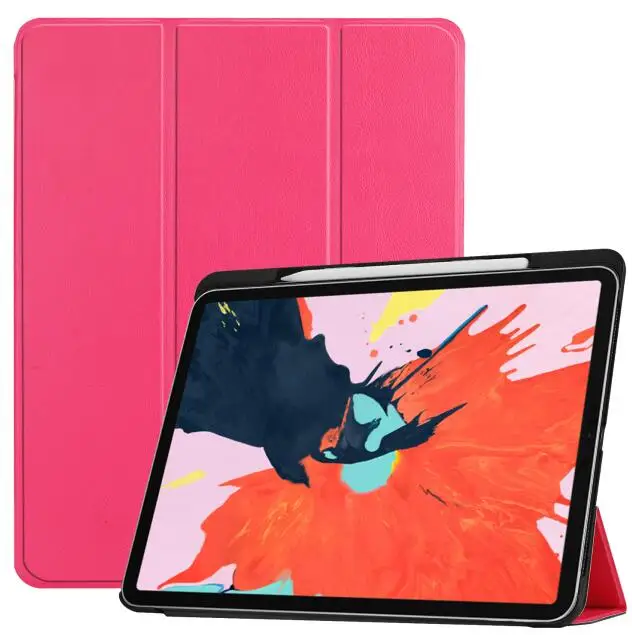 Hot Pink Чехол для iPad Pro 12,9 с магнитной застежкой, кожаный чехол Fundas для iPad Pro 12,9 '', чехол с подставкой+ слот для стилуса - Цвет: Hot Pink