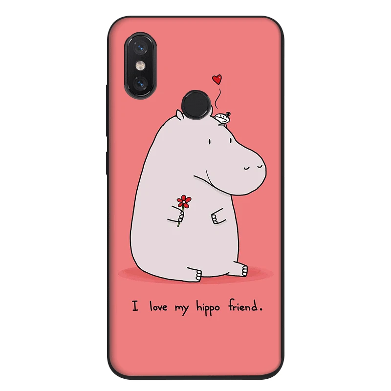 Черный силиконовый чехол из ТПУ для Xiaomi Redmi Note 4 4X 5 6 5A Pro Prime Aninal Hippo Cow