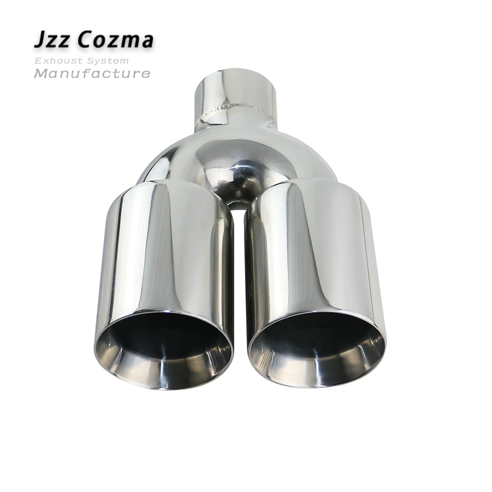 

JZZ universal 2.5'' dual car exhaust tip high-quality Stainless Steel 201 car muffler chrome silver vehicle tailpipe free ship