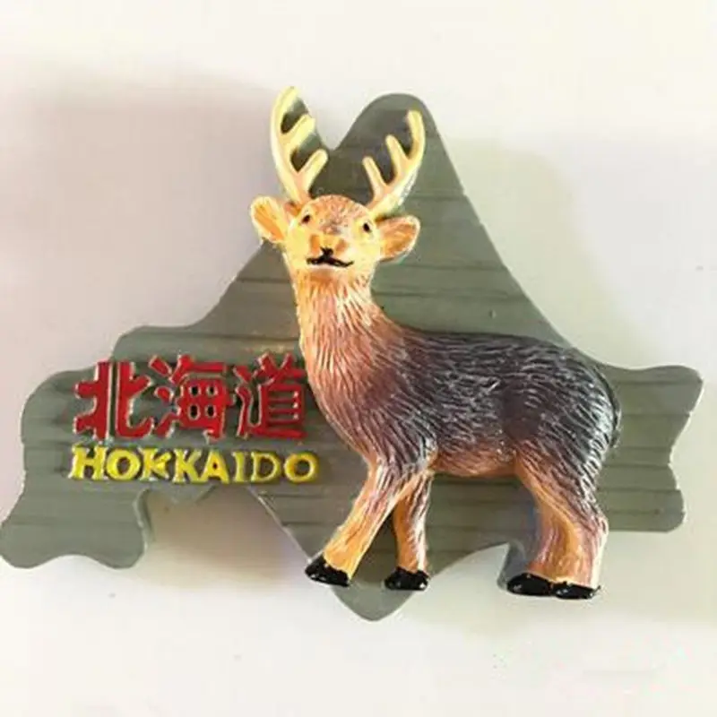 Ручная роспись Haibei Road Deer 3D каучуковый холодильник магнит Япония туристические