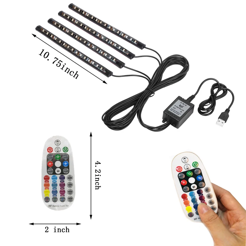 RGB светодиодный Музыка лампы 5 В USB 4*15 S звук активный неоновые автомобиль