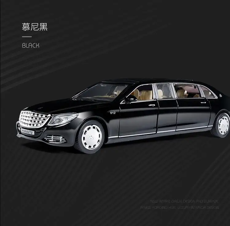 Черный 1:32 Maybach S650 Diecasts& Toy Vehicles модель автомобиля со звуком и светильник коллекция автомобиля игрушки для мальчика Детский подарок brinquedos - Цвет: Черный