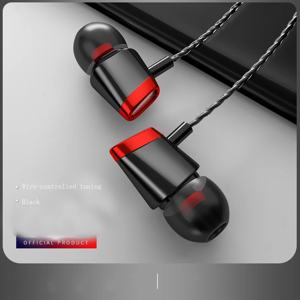 Black-Red Проводные наушники Bass In Ear 3,5 мм, гарнитура со встроенным микрофоном, гарнитура для xiaomi samsung huawei - Цвет: Black-Red
