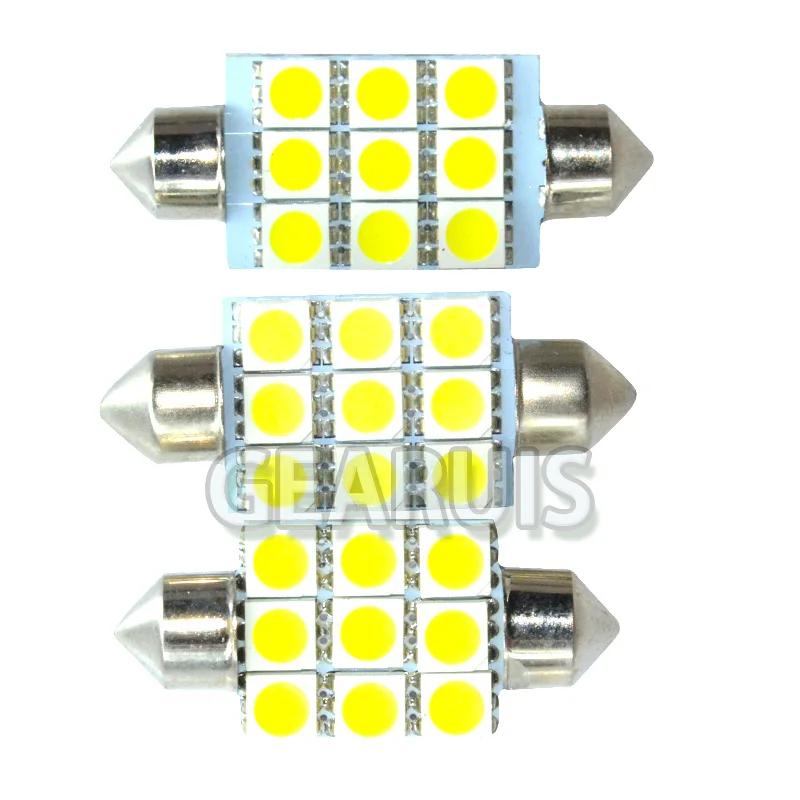 HK post 300 шт./лот 31 мм 36 39 41 9 SMD 5050 Festoon Dome LED 9SMD Автомобильный интерьер для чтения