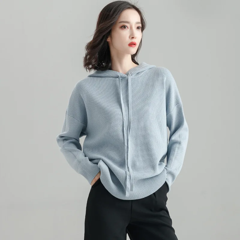 Winter Women Sweater Casual Oversized Loose Slim Long Sleeve Pullover Hooded Thicken Knitted Sweaters Lady Female Tops 3 Colors | Женская