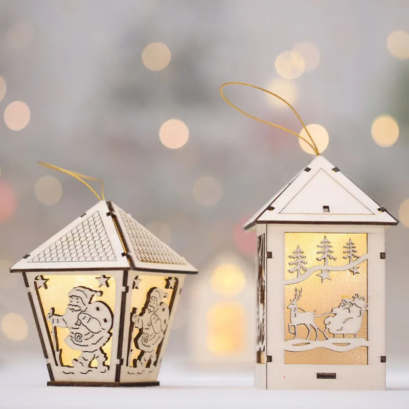 Festival Led Light Wood House Christmas Tree Decorations For Home Hanging Ornaments Holiday Nice Xmas Gift Wedding Navidad 2019|Кулоны и