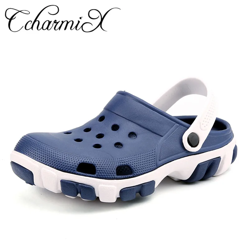 blue CcharmiX/мужские сабо; коллекция года; сезон лето; мужские сандалии для прогулок в саду; дышащие пляжные сандалии; закрытые мужские медицинские сандалии - Цвет: blue