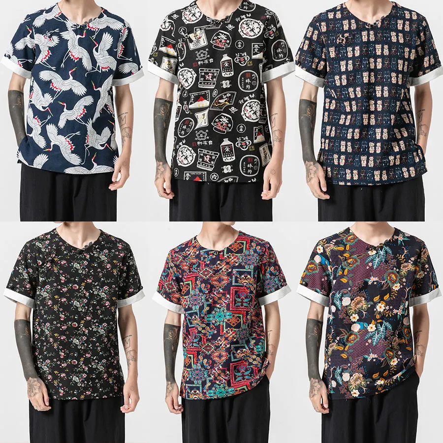 MrGoldenBowl Store мужская летняя футболка с принтом журавль Harajuku 2020 Мужская винтажная
