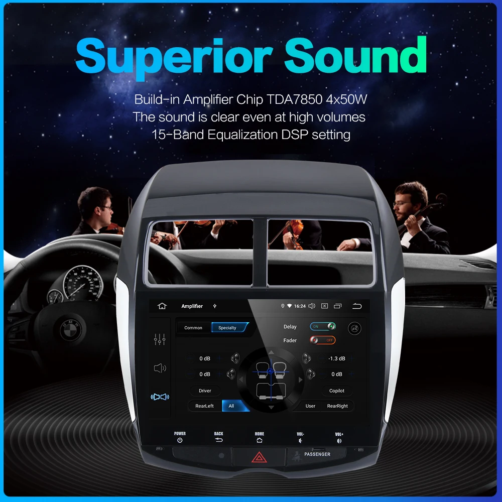 Автомобильный сенсорный экран 9 0 дюйма Android 10 2 Buit in DSP для Mitsubishi ASX 2010 2011 2012 1Din 64 ГБ
