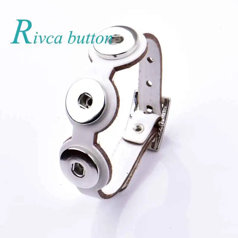 Черно-коричневый браслет Rivca из натуральной кожи Подходит для 18 мм кнопки