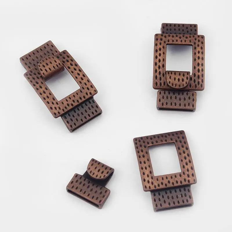 

5 Sets Antique Copper 16x2mm Hole Hammered Hook Clasp Bracelet Findings For 16mm Flat Leather