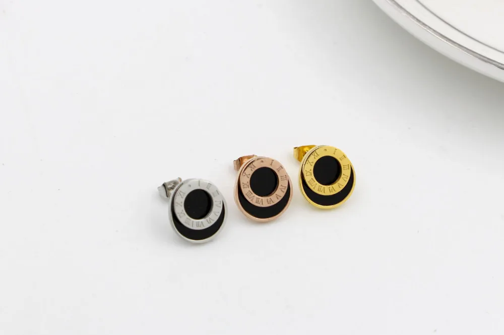 Женские круглые серьги кольца черные из титановой стали|earrings earring|black earringsearrings fashion |