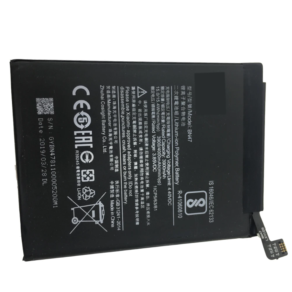 BN47 Phone Battery For Xiaomi Redmi 6 Pro / Mi A2 Lite 3.85V 4000mAh Rechargeable Lithium-ion Polymer batteries | Мобильные телефоны