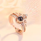 Дропшиппинг розовое золото цвет 100 языков I Love You проекции кольцо Корона воспоминания о романтической любви обручальное кольцо ювелирные изделия