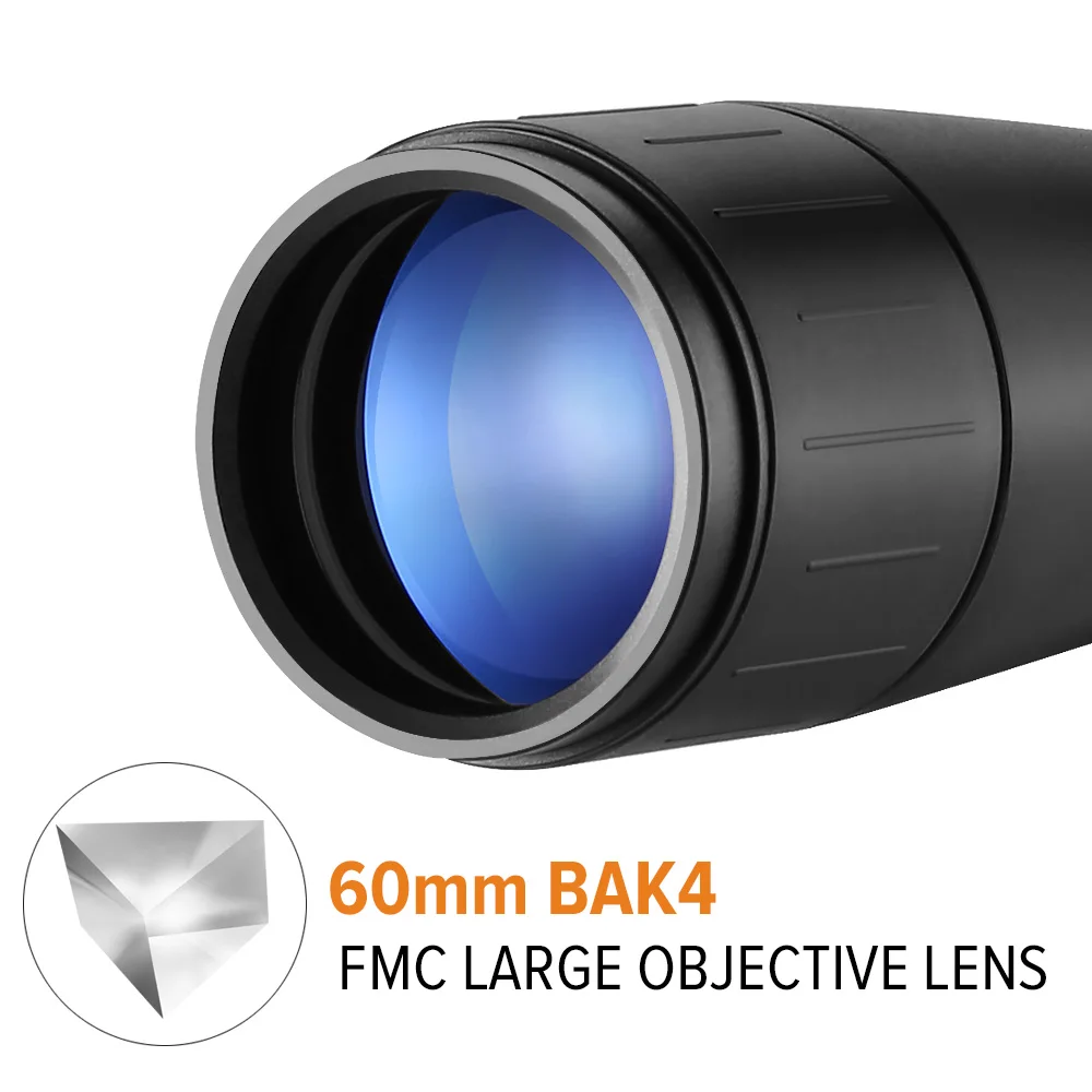 BOBLOV B60HD 20-60X60 Зрительная труба Водонепроницаемая BAK4 призма+ крепление для телефона со штативом для стрельбы по мишени