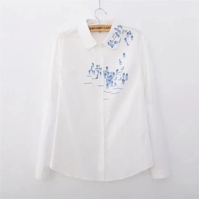 Новый Осень-весна Женская Reed печатных рубашки блузка специальный мультфильм Fit