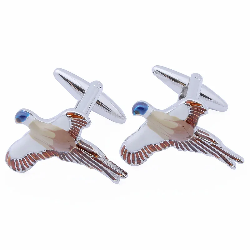

Cute Wild Goose Cufflinks Men's Shirt Jewelry Enamel Flying Bird Cuff Link Buttons