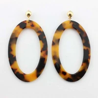 zwpon large acrylic oval hollow earrings fashion jewelry resin cutout geometric tortoise statement earrings for women