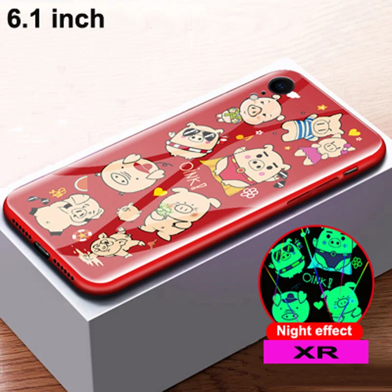 Чехол для iPhone XS XR роскошный светящийся чехол из закаленного стекла + мягкая